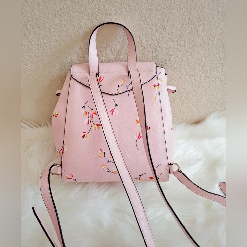 Kate Spade Lizzie Medium Flap Backpack - Pink Floral - Picture 5 of 7